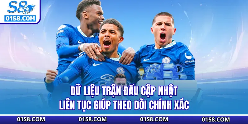 Dữ liệu trận đấu cập nhật liên tục giúp theo dõi chính xác